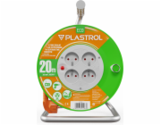 Plastrol Prodlužovací kabel ECO LINE na bubnu, 4x2p+Z, 10A, 2300W, kabel 3x1mm H05VV-F; 20m; oranžový (W-98946)