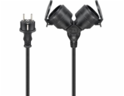 Goobay Dvojitý venkovní prodlužovací kabel Cable, 10 m, černý - délka kabelu 10 m