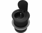 Orno Nábytková zásuvka O6cm zapuštěná do pracovní desky s krytem, USB nabíječkou a 1,9m kabelem, 1x2P+Z (francouzská), 1xUSB (typ C; 20W), černá