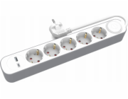 Plastrol PRODLOUŽOVACÍ KABEL DO DOMÁCNOSTI 5x ZÁSUVKA 3m S VYPÍNAČEM 1x USB-A 1x USB-C