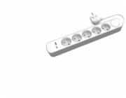 Plastrol 5x pevný prodlužovací kabel s vypínačem a USB A/C zásuvkami 5m PS-570WS+USBA+USBC/5 E W-30005
