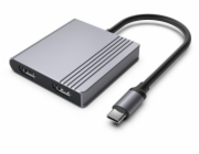 Gembird A-CM-COMBO3-04 Víceportový adaptér USB typu C 3 v 1 (2x USB port + 2x HDMI + PD), vesmírně šedý