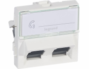 Legrand MOSAIC Dvojitá počítačová zásuvka RJ45 kat. 6 UTP 2M 45 stupňů bílá (076504)