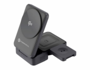 ForCell Bezdrátová nabíječka F-Energy 3-v-1 Flex Pro Qi2 kompatibilní s MagSafe (F-05) stříbrná