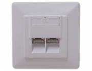 XtendLan Zásuvka 2x RJ-45, Cat6, stíněná, pod omítku, při užití krabičky i na zeď, šikmý vývod