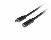 Lanberg Prodlužovací kabel USB-C M/F 3.1 1,5 m, černý