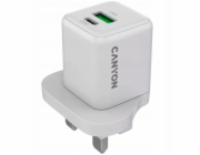 Canyon CU20AC GaN 20W 1xPD 1xQC UK nástěnná nabíječka bílá