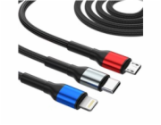 3mk kabel Hyper Cable N-SERIES 6 in 1 C/A to C/Lightning/Micro 1.2m QC 3.0 9V/2A 18W Black