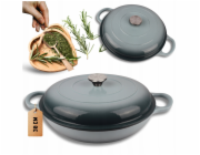 Atusa Smaltovaný litinový hrnec plochý 30 cm 3 l HAGE mořská sůl