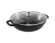 Staub Wok 30 cm with Lid Black, Cast Iron