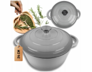 Atusa Litinový smaltovaný hrnec 24 cm 4 l, šedý