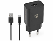 NEDIS síťová nabíječka/ 5 W/ 5 V/ 1 A/ USB-A/ černá/ micro USB kabel 1m