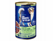 OPTIVITAL Chunks with veal, hearts, liver and carrots - vlhké krmivo pro psy - 1250g
