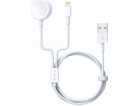 Devia Kabel USB pro iPhone a Apple Watch bílý 2v1 1,2m