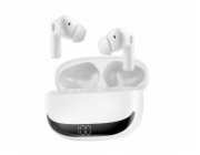 XO Bluetooth sluchátka BWOO BW40 TWS ANC s LCD displejem bílá