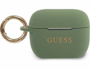 Guess Silikonový ochranný kryt GUACAPSILGLKA s třpytivými skly pro AirPods Pro zelený