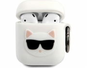 Karl Lagerfeld KLACA2SILCHWH Silikonový ochranný kryt Choupette pro AirPods 1/2 bílý