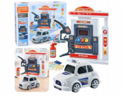 LeanToys Interaktivní Čerpací stanice Policejní auto Světla Zvuky Kouř