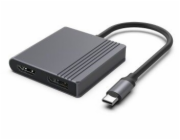 Gembird Adaptér A-CM-HDMIFDPF-01 z USB-C na HDMI + DP, 4K 60Hz, černý