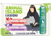 ANIMAL ISLAND Chicken / Quail & Chicken / Lamb Fillets in broth Box - mokré krmivo pro kočky - 4x85g