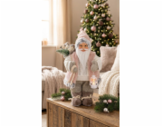 Dekorace MagicHome Vánoce, Santa, s dárkem, růžovo-hnědý, 30 cm