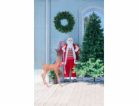 Dekorace MagicHome Vánoce, Santa, s dárkem, červený, 120 cm
