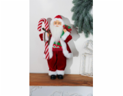 Dekorace MagicHome Vánoce, Santa, s dárkem, červený, 45 cm