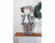 Dekorace MagicHome Vánoce, Santa se sáňkami, bílo-šedý, 60 cm