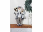 Dekorace MagicHome Vánoce, Santa se sáňkami, bílo-šedý, 4...