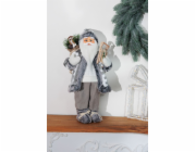 Dekorace MagicHome Vánoce, Santa se sáňkami, bílo-šedý, 45 cm