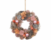 Věnec MagicHome Vánoce, závěsný, růžovo-oranžový, 30 cm