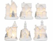 Dekorace MagicHome Vanoce, domecek, plast, 1xLED tepla bila, 6x6x8 cm, 2xLR44