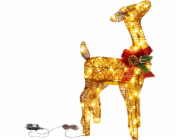 Dekorace MagicHome Vánoce, jelen/koloušek, kov/provaz, 80xLED teplá bílá, 0.6 m