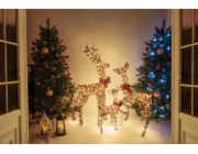 Dekorace MagicHome Vánoce, jelen, kov/provaz, časovač, 230xLED teplá bílá, 1.2 m