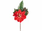 Větvička MagicHome Vánoce, s květem poinsettie, červená, ...