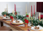 Větvička MagicHome Vánoce, s květem poinsettie, červená, ...