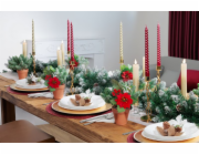 Větvička MagicHome Vánoce, s květem poinsettie, červená, 24 cm