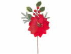 Větvička MagicHome Vánoce, s květem poinsettie, červená, ...