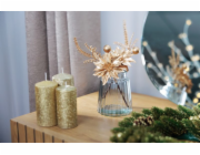 Větvička MagicHome Vánoce, s květem poinsettie, zlatá, 24 cm
