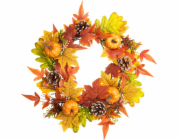 Věnec MagicHome Nature, podzimní, oranžový, javorové listy, 40 cm