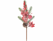 Větvička MagicHome Vánoce, s bobulkami, červená, 33 cm