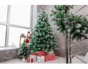 Stromček MagicHome Vianoce Albero, jedľa, zasnežené konce, so šiškami, 180 cm