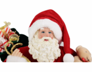 Dekorácia MagicHome Vianoce, Santa s darčekmi a medvedíkom, červený, 46 cm