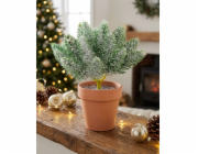 Dekorácia MagicHome Vianoce, vetvičky v črepníku, zasnežená, 20 cm