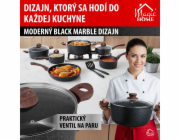 Hrniec MagicHome Black Marble Line, 20 cm, 2200 ml, s pokrievkou
