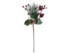 Vetvička MagicHome Vianoce, so šípkami, červená, 38 cm