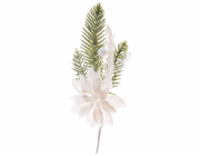 Vetvička MagicHome Vianoce, s kvetom poinsettia, biela, 23 cm