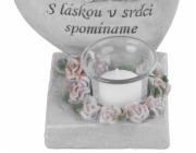 Dekorácia MagicHome, Srdce s anjelikmi, polyresin, na hrob, 15,5x12x17,5 cm