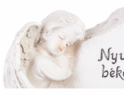 Dekorace MagicHome, Anděl s křížem, polyresin, na hrob, solar, 20,5x11x11 cm, s maďarským názvem
