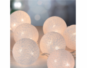 Reťaz MagicHome Cotton Balls White, 10x LED teplá biela, PE/bavlna, 2xAA, jednoduché svietenie, osve
